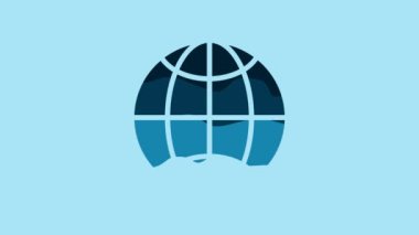 Blue Global technology or social network icon isolated on blue background. 4K Video motion graphic animation.