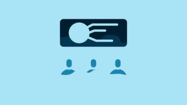 Blue Training, presentation icon isolated on blue background. 4K Video motion graphic animation.