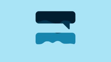 Blue Speech bubble chat icon isolated on blue background. Message icon. Communication or comment chat symbol. 4K Video motion graphic animation.