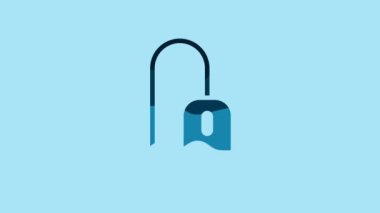 Blue Computer mouse icon isolated on blue background. Optical with wheel symbol. 4K Video motion graphic animation.