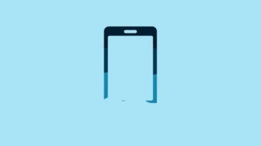 Blue Smartphone, mobile phone icon isolated on blue background. 4K Video motion graphic animation.