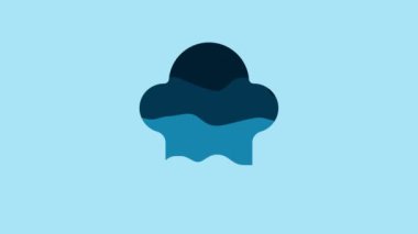Blue Chef hat icon isolated on blue background. Cooking symbol. Cooks hat. 4K Video motion graphic animation.