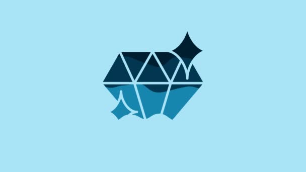 Blue Diamond Icon Isolated Blue Background Jewelry Symbol Gem Stone — ストック動画