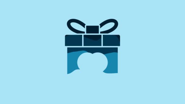 Blue Gift Box Heart Icon Isolated Blue Background March International — Stok video
