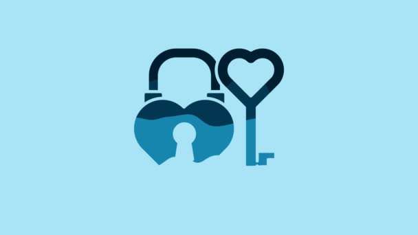 Blue Castle Shape Heart Key Heart Shape Icon Isolated Blue — 비디오