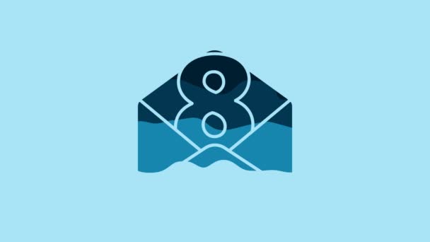 Blue Envelope March Icon Isolated Blue Background Message Love Letter — Αρχείο Βίντεο