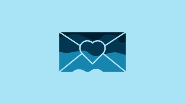 Blue Envelope March Icon Isolated Blue Background Message Love Letter — 비디오