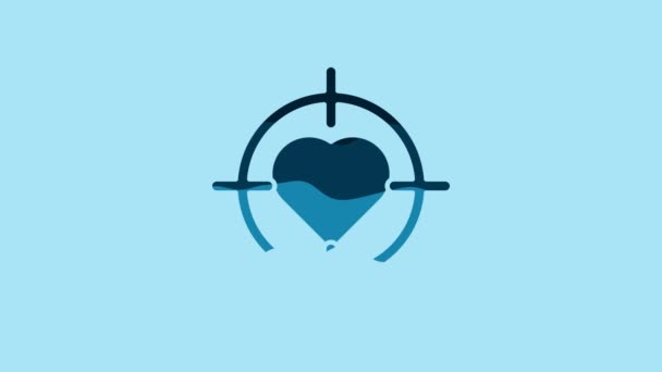 Blue Heart Center Darts Target Aim Icon Isolated Blue Background — 비디오