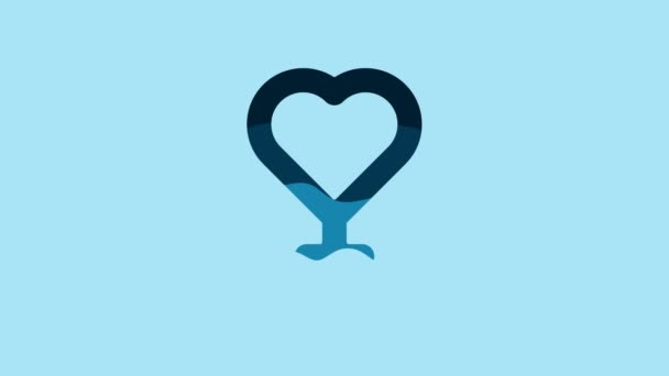 青の背景に隔離された青の女性の性別記号アイコン 金星のシンボル 女性の生物や女性のシンボル 4Kビデオモーショングラフィックアニメーション — ストック動画