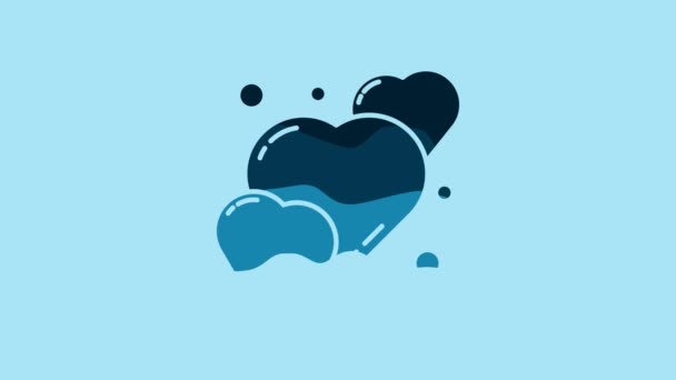 Blue Heart Icon Isolated Blue Background Romantic Symbol Linked Join — 图库视频影像
