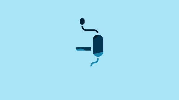 Blue Hand Drill Icon Isolated Blue Background Video Motion Graphic — 图库视频影像