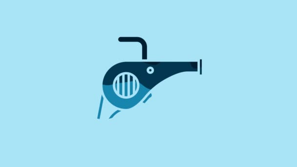 Blue Leaf Garden Blower Icon Isolated Blue Background Video Motion — Vídeo de Stock