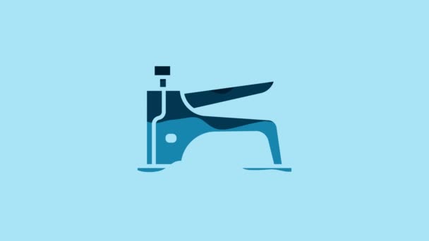 Blue Construction Stapler Icon Isolated Blue Background Working Tool Video — Αρχείο Βίντεο