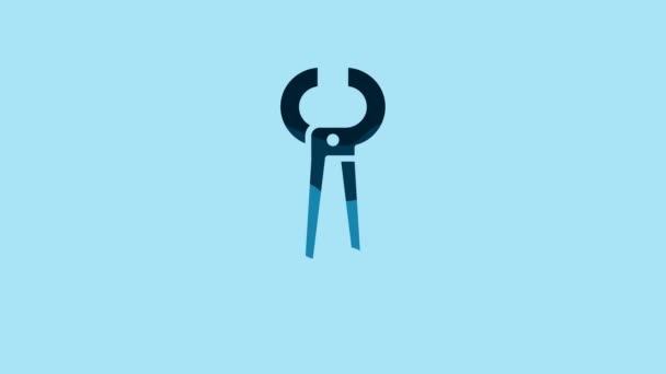 Blue Pincers Pliers Icon Isolated Blue Background Pincers Work Industry — Stock Video