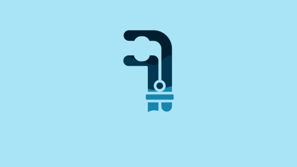 Blue Clamp Tool Icon Isolated Blue Background Locksmith Tool Video — 비디오