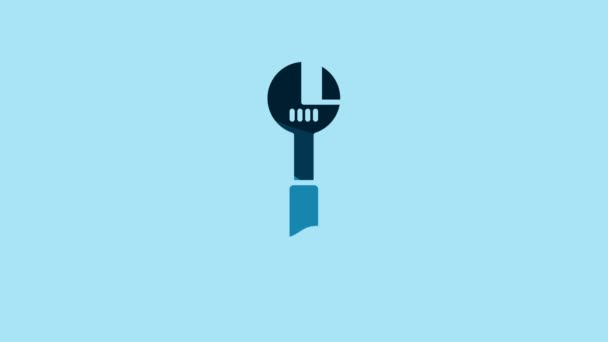 Blue Adjustable Wrench Icon Isolated Blue Background Video Motion Graphic — Vídeo de Stock