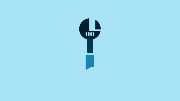 Blue Adjustable wrench icon isolated on blue background. 4K Video motion graphic animation.