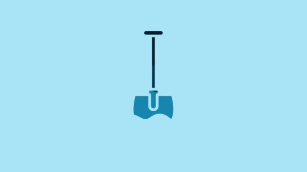 Blue Shovel Icon Isolated Blue Background Gardening Tool Tool Horticulture — 비디오
