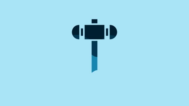 Blue Sledgehammer Icon Isolated Blue Background Video Motion Graphic Animation — Vídeo de stock