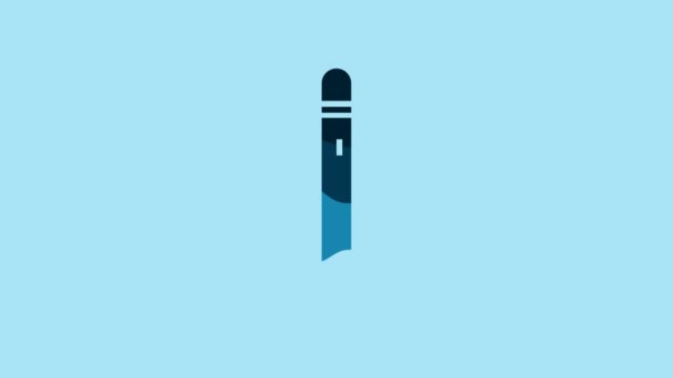 Blue Pencil Eraser Icon Isolated Blue Background Drawing Educational Tools — 图库视频影像
