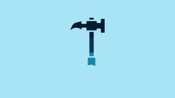 Blue Claw Hammer Icon Isolated Blue Background Carpenter Hammer Tool — стоковое видео