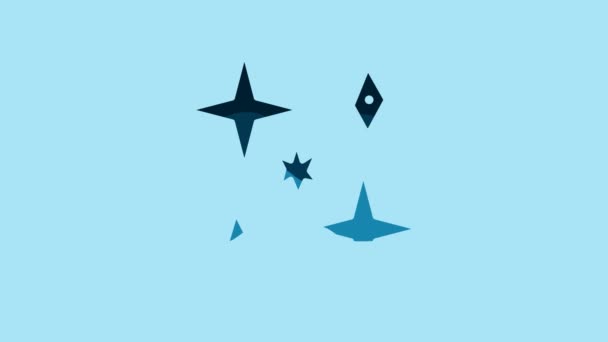 Blue Falling Stars Icon Isolated Blue Background Meteoroid Meteorite Comet — Stockvideo