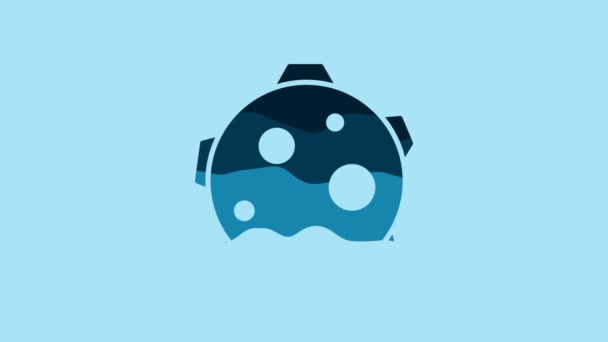 青い背景に隔離された青い惑星のアイコン 4Kビデオモーショングラフィックアニメーション — ストック動画