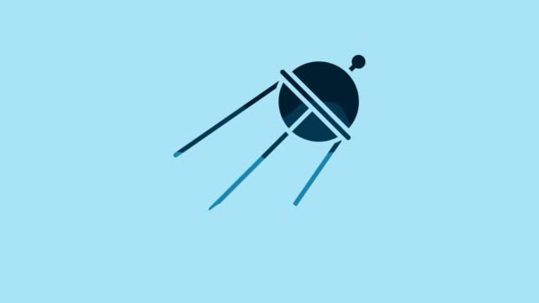Blue Satellite Icon Isolated Blue Background Video Motion Graphic Animation — Stok video