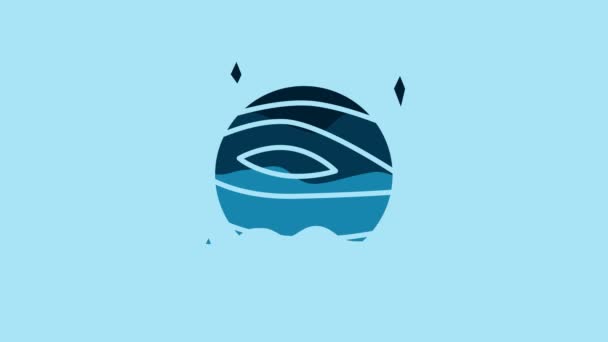 Blue Planet Venus Icon Isolated Blue Background Video Motion Graphic — 비디오
