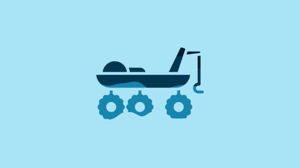 Blue Mars Rover Icon Isolated Blue Background Space Rover Moonwalker — 비디오