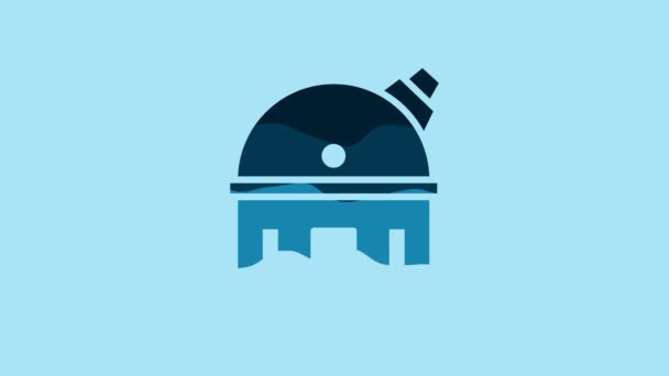 Blue Astronomical Observatory Icon Isolated Blue Background Observatory Telescope Scientific — 图库视频影像