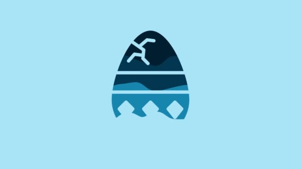 Blue Cracked Egg Icon Isolated Blue Background Happy Easter Video — Vídeo de Stock
