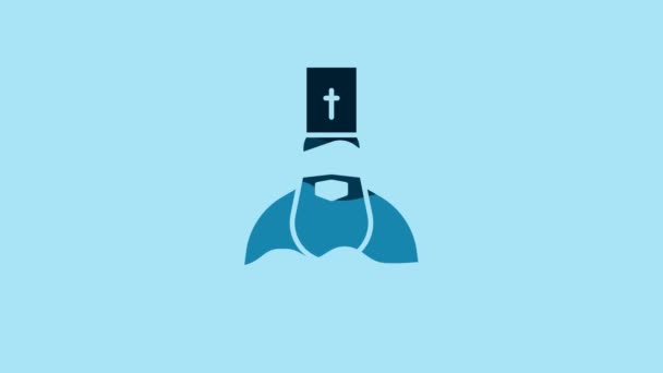 Blue Priest Icon Isolated Blue Background Video Motion Graphic Animation — Vídeo de Stock