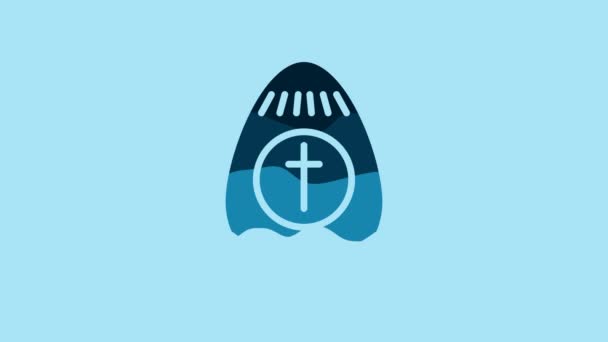 Blue Easter Egg Icon Isolated Blue Background Happy Easter Video — Αρχείο Βίντεο