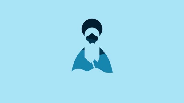 Blue Jesus Christ Icon Isolated Blue Background Video Motion Graphic — Stock Video
