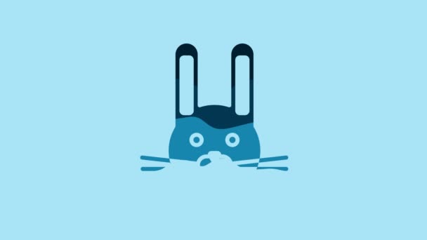 Blue Easter Rabbit Icon Isolated Blue Background Easter Bunny Video — Vídeo de stock