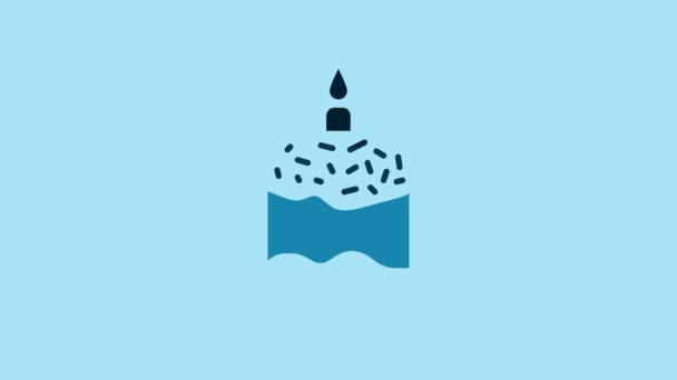 Blue Easter Cake Candle Icon Isolated Blue Background Happy Easter — Stok video