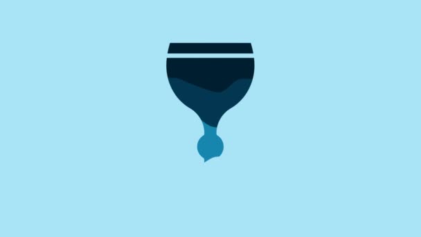 Blue Wine Glass Icon Isolated Blue Background Wineglass Icon Goblet — Stock Video