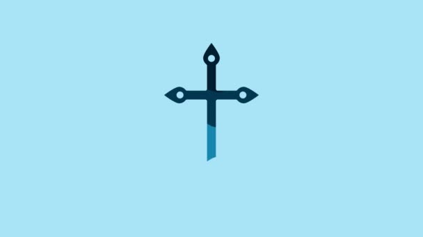 Blue Christian Cross Icon Isolated Blue Background Church Cross Video — Stok video