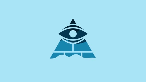 Blue Masons Symbol All Seeing Eye God Icon Isolated Blue — Video