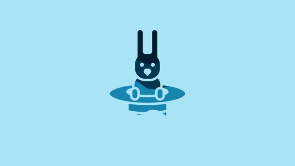 Blue Magician Hat Rabbit Icon Isolated Blue Background Magic Trick — 图库视频影像