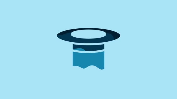 Blue Magician Hat Icon Isolated Blue Background Magic Trick Mystery — 비디오