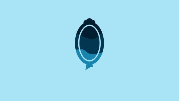 Blue Magic Hand Mirror Icon Isolated Blue Background Video Motion — Stock Video