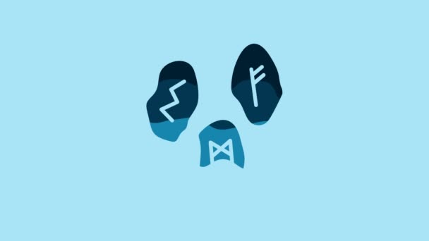 Blue Magic Runes Icon Isolated Blue Background Video Motion Graphic — стоковое видео