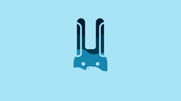 Blue Rabbit Ears Icon Isolated Blue Background Magic Trick Mystery — Stock Video