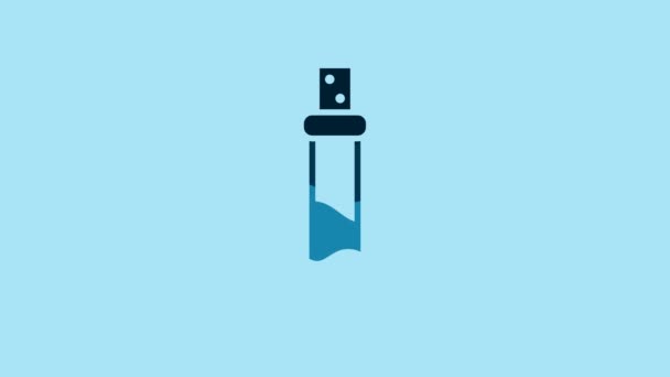 蓝色瓶与爱情药水图标隔离在蓝色背景 情人节的象征 4K视频运动图形动画 — 图库视频影像