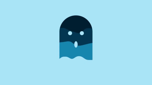 Blue Ghost Icon Isolated Blue Background Video Motion Graphic Animation — 图库视频影像