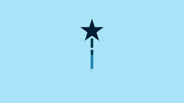 Blue Magic Wand Icon Isolated Blue Background Star Shape Magic — Stock video