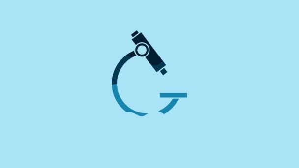 Blue Microscope Icon Isolated Blue Background Chemistry Pharmaceutical Instrument Microbiology — Stok video