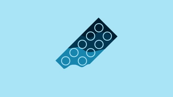 Blue Pills Blister Pack Icon Isolated Blue Background Medical Drug — Video